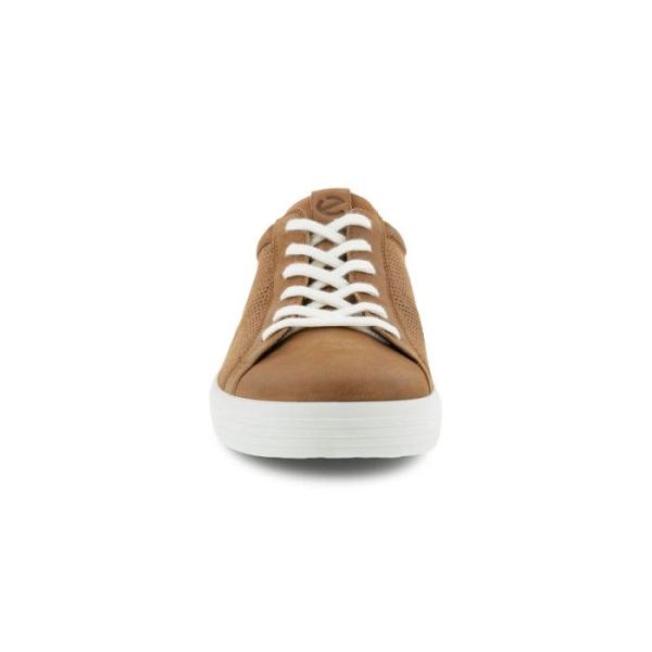 ECCO SHOES -SOFT CLASSIC MEN'S LACED SHOE-CAMEL/WHITE