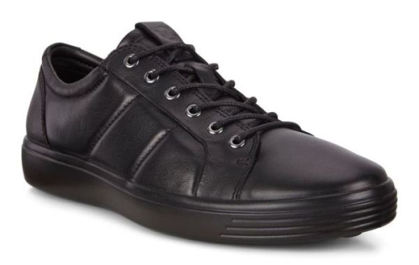 ECCO SHOES -SOFT 7 MEN'S PADDED LEATHER SNEAKERS-BLACK