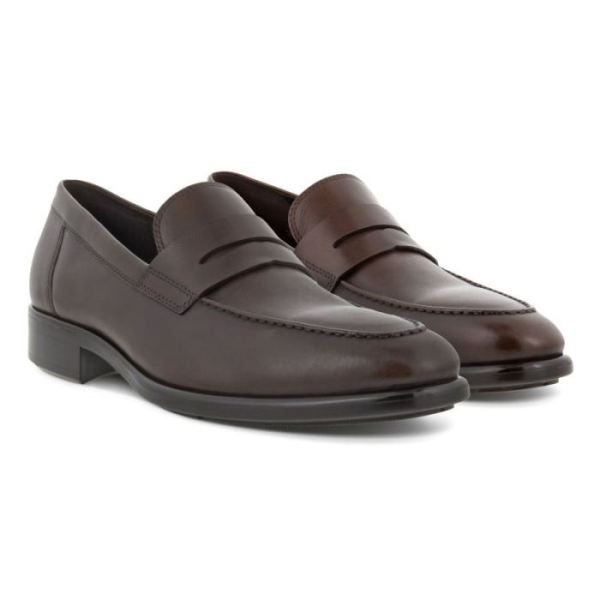 ECCO SHOES -CITYTRAY MEN'S PENNY LOAFER-COCOA BROWN
