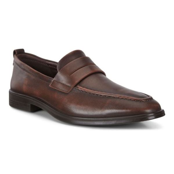 ECCO SHOES -MELBOURNE MEN'S PENNY LOAFERS-COGNAC