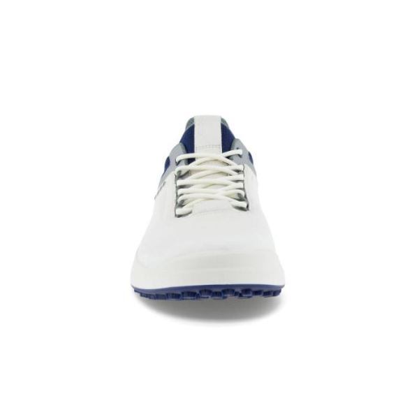 ECCO SHOES -GOLF CORE MEN'S SHOE-WHITE/SILVER METALLIC/BLUE DEPTHS