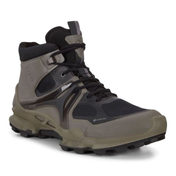 ECCO SHOES -BIOM C-TRAIL MEN'S MID GTX SHOES-WARM GREY/BLACK