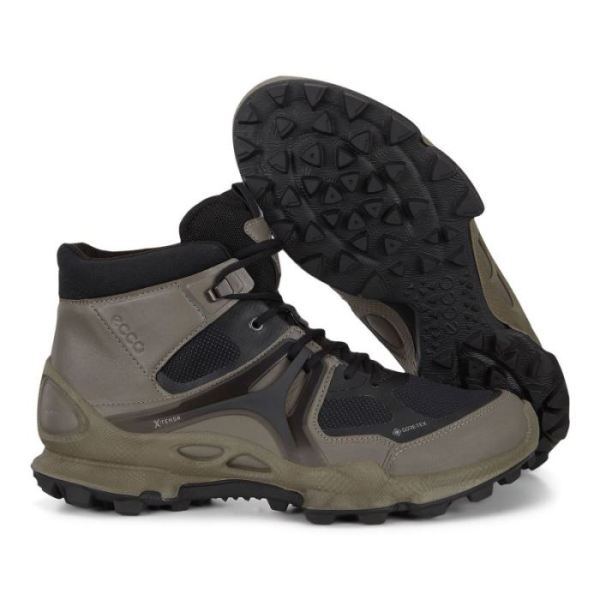 ECCO SHOES -BIOM C-TRAIL MEN'S MID GTX SHOES-WARM GREY/BLACK