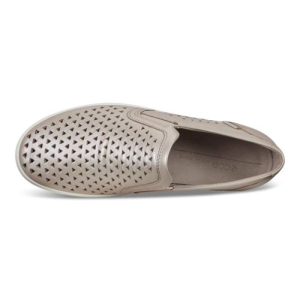 ECCO SHOES -SOFT 7 WOMEN'S SLIP-ON SNEAKERS-GREY ROSE METALLIC