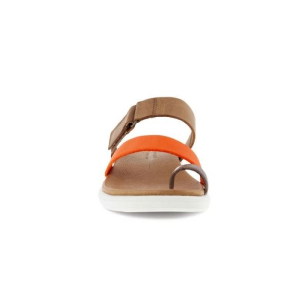 ECCO SHOES -SIMPIL SANDAL FLAT WOMEN'S TOE-LOOP SANDAL-STONE/CALENDULA/WHISKY