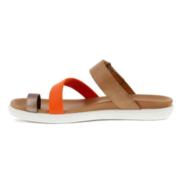 ECCO SHOES -SIMPIL SANDAL FLAT WOMEN'S TOE-LOOP SANDAL-STONE/CALENDULA/WHISKY