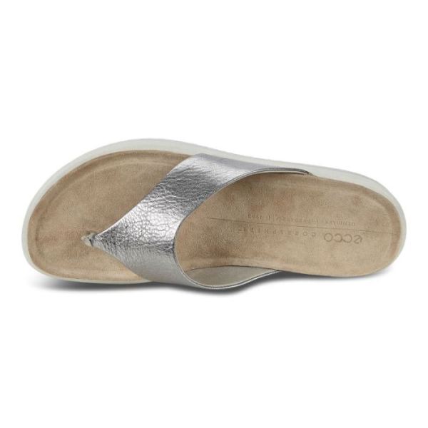 ECCO SHOES -CORKSPHERE WOMEN'S THONG SANDAL-SILVER METALLIC