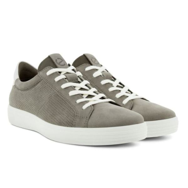 ECCO SHOES -SOFT CLASSIC MEN'S LACED SHOE-WARM GREY/WHITE