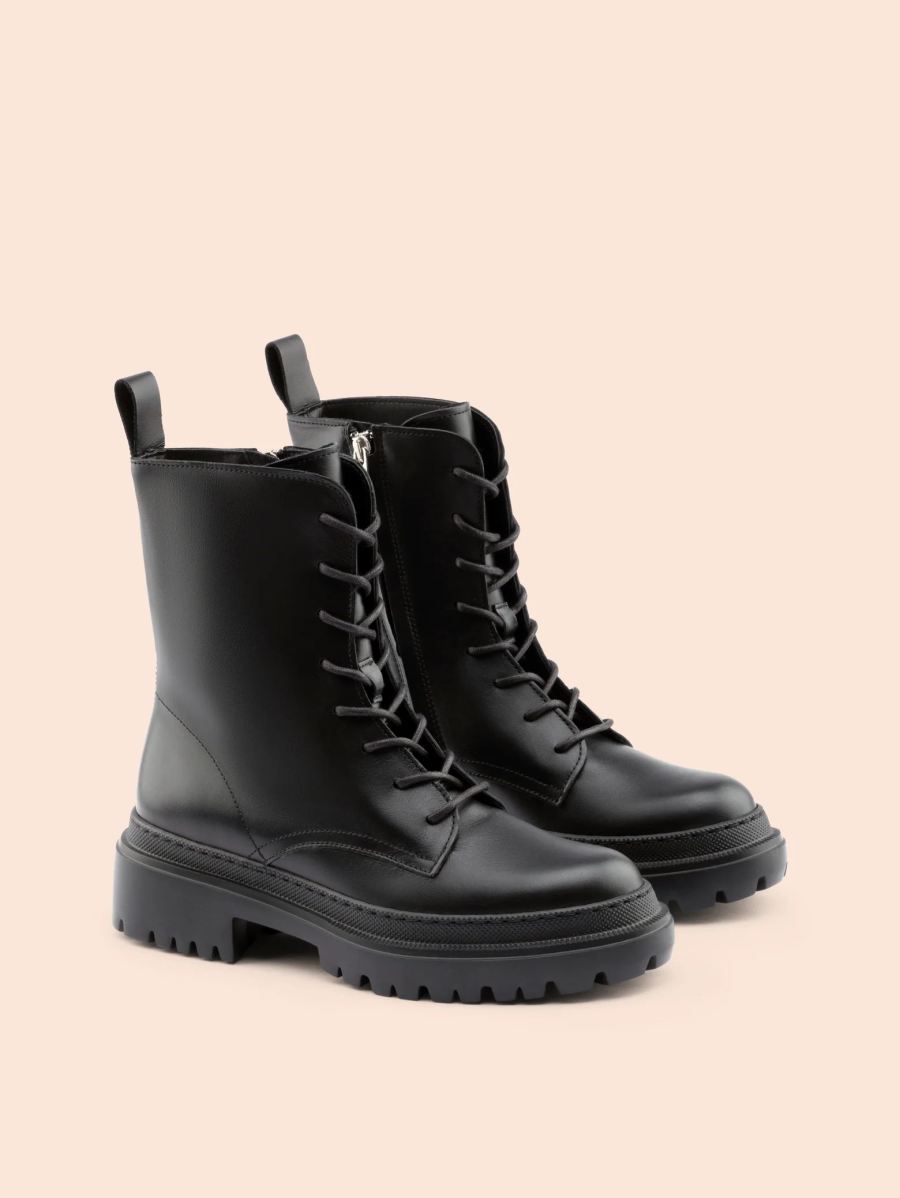 Maguire | Women's Belluno Black Leather Boot Combat Boot | Special Offer