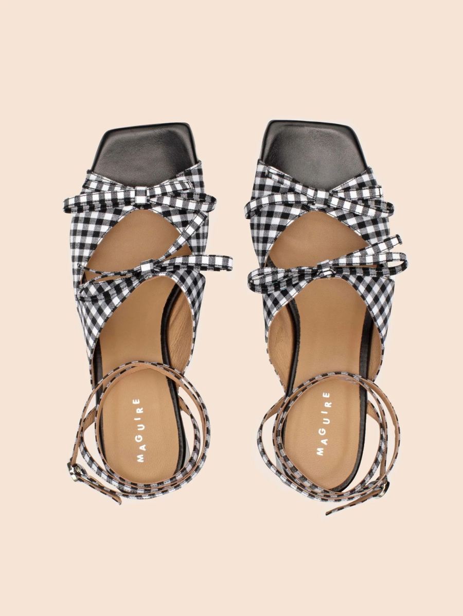 Maguire | Women's Mira Black Gingham Heel Last Units | Special Offer