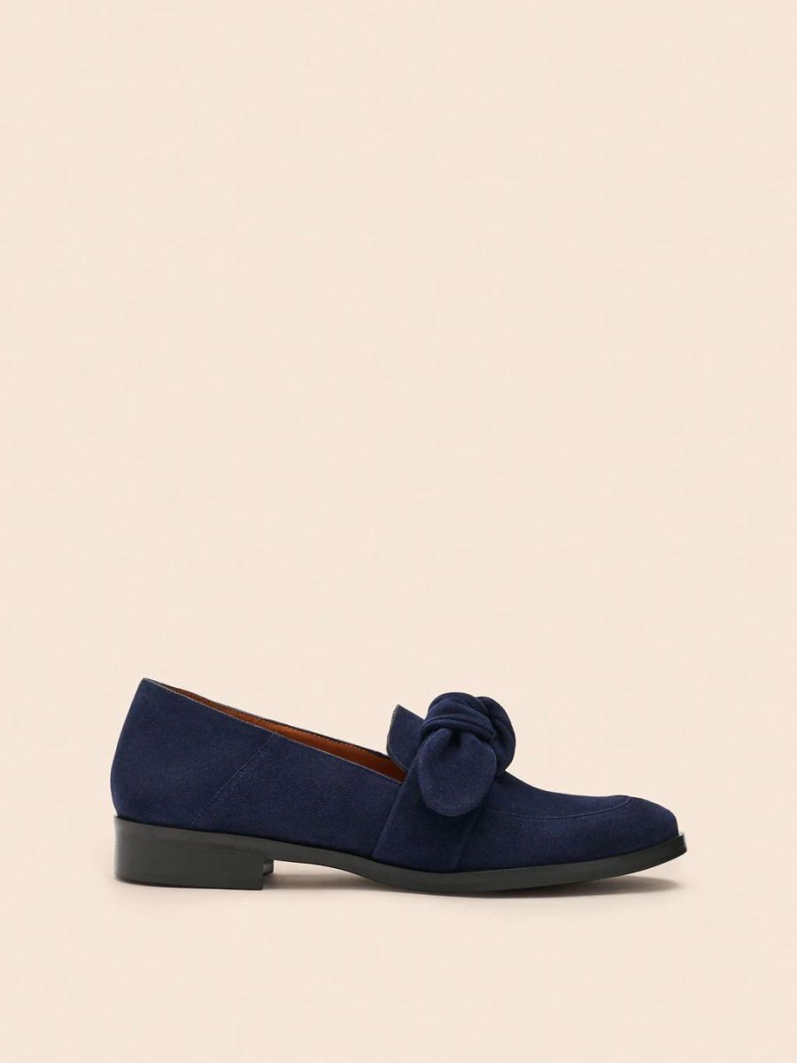 Maguire | Women's Valencia Navy Loafer Bow Loafer | Special Offer