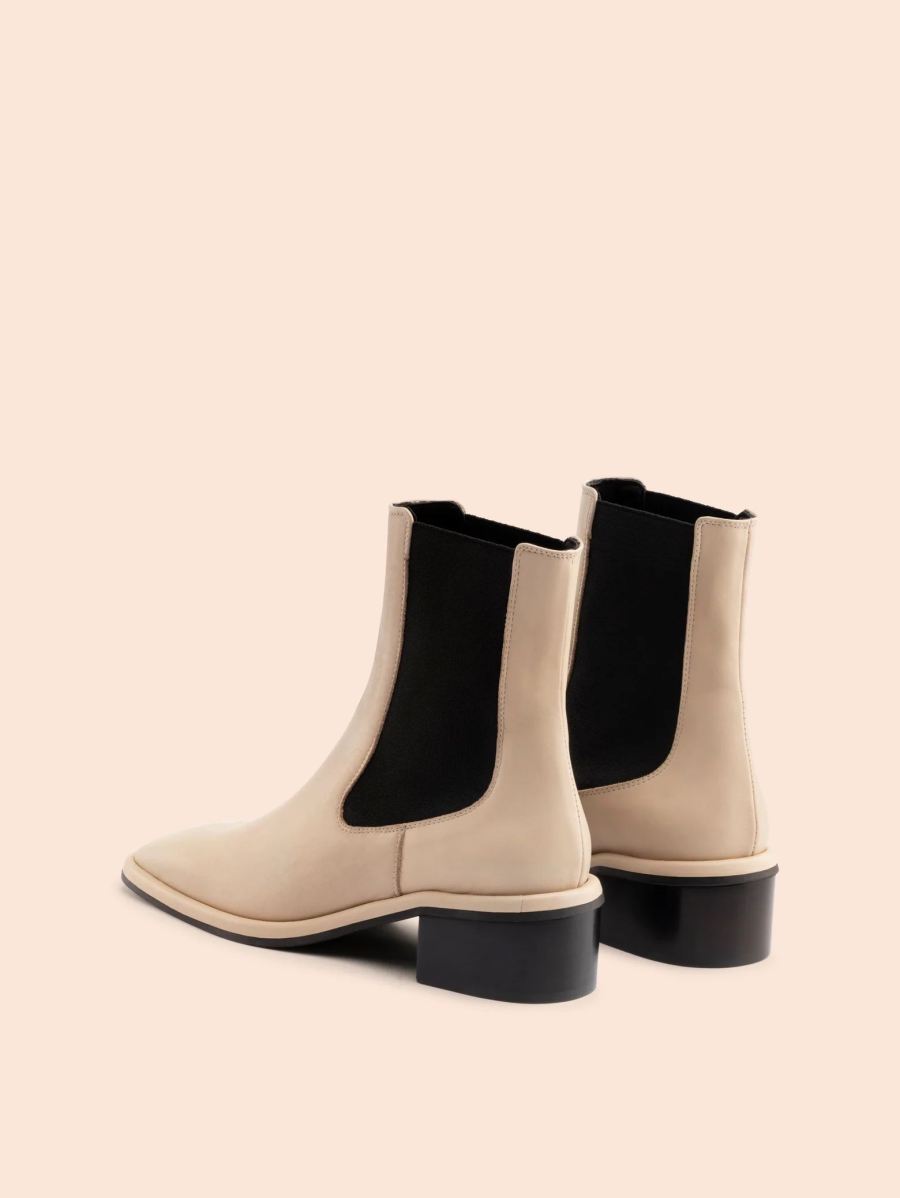 Maguire | Women's Morella Beige Boot Heeled Chelsea Boot | Special Offer