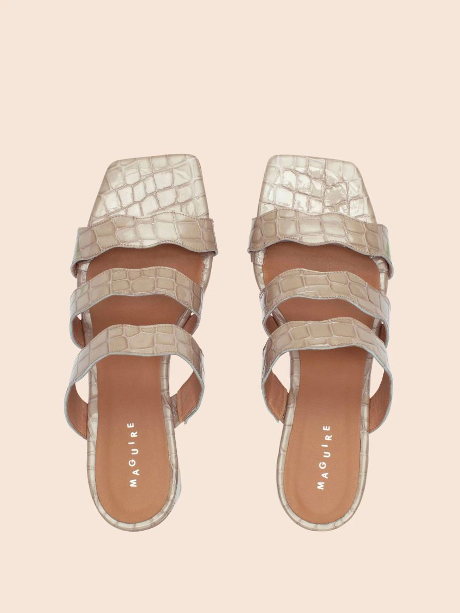 Maguire | Women's Riva Beige Croco Heel Heeled Sandal | Special Offer