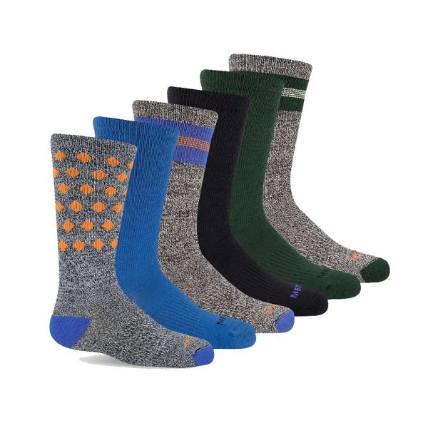 Merrell | Hybrid Hiker Crew Sock 6-Pack-Blue