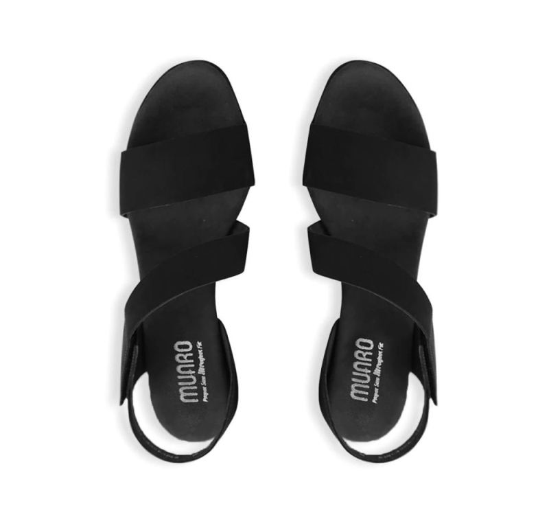 Munro Sandals | Women'S Lucia-Black Nubuck | Quick Ship!