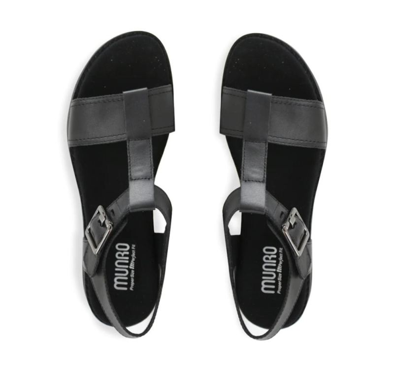 Munro Sandals | Women'S Mel-Black Leather | Quick Ship!