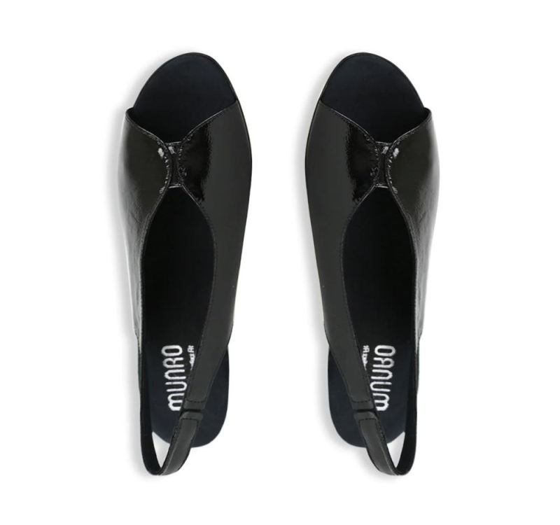 Munro Sandals | Women'S Rochelle-Black Crinkle Patent | Quick Ship!