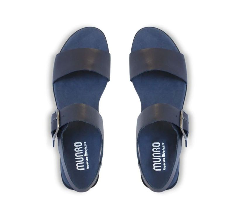 Munro Sandals | Women'S Cleo-Navy Leather | Quick Ship!