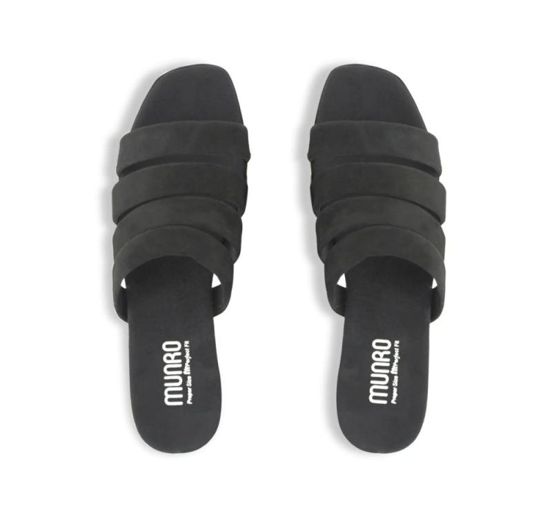 Munro Sandals | Women'S Adrianne-Black Suede | Quick Ship!