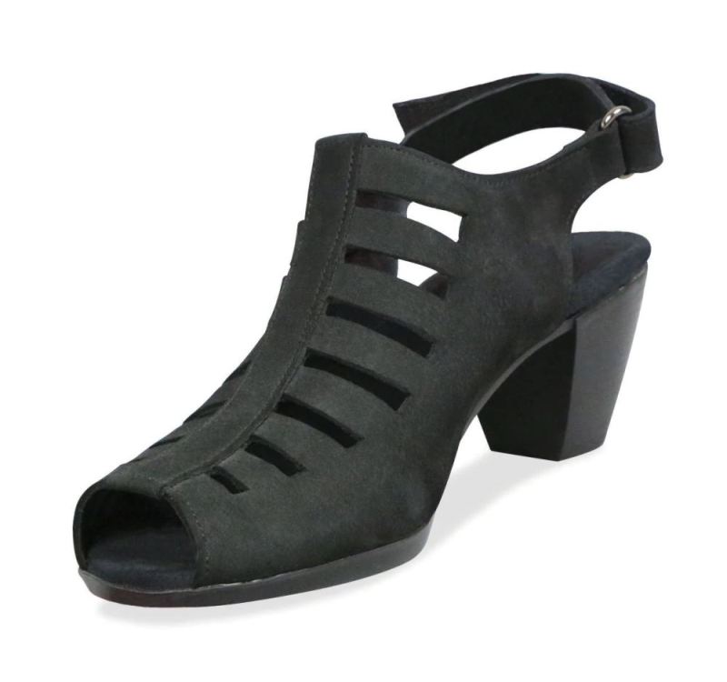 Munro Sandals | Women'S Abby-Black Nubuck | Quick Ship!