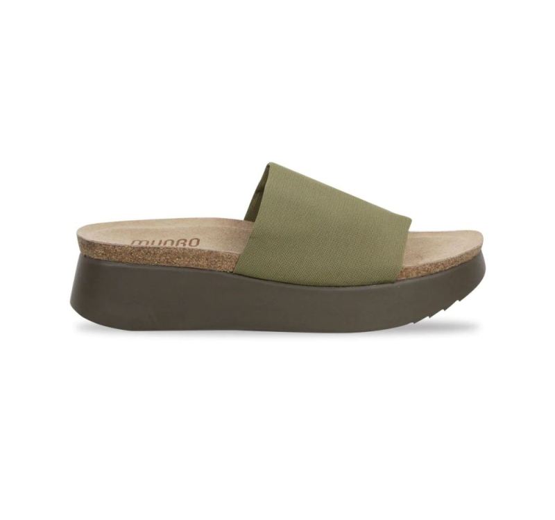 Munro Sandals | Women'S Nalia-Olive Green Stretch Fabric | Quick Ship!