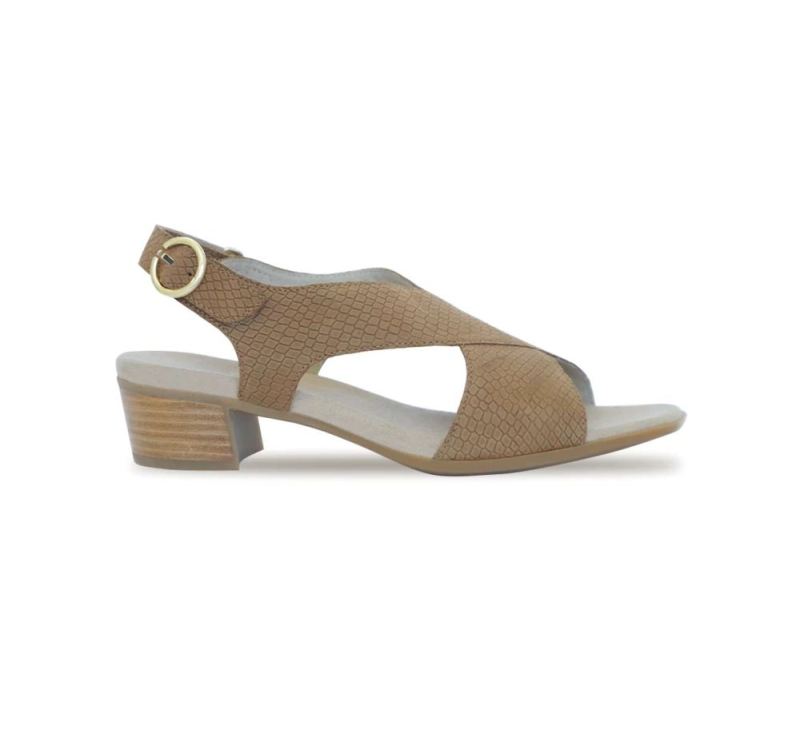 Munro Sandals | Women'S Jenny-Medium Tan Lizard Nubuck | Quick Ship!