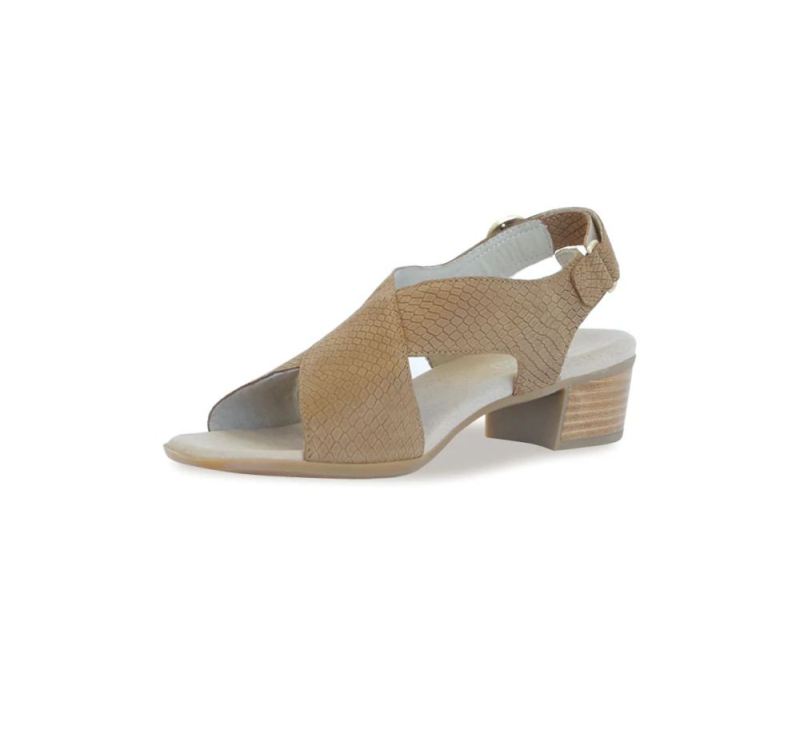 Munro Sandals | Women'S Jenny-Medium Tan Lizard Nubuck | Quick Ship!