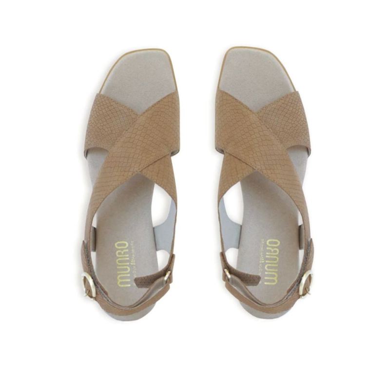 Munro Sandals | Women'S Jenny-Medium Tan Lizard Nubuck | Quick Ship!