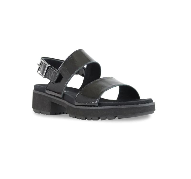 Munro Sandals | Women'S Teagan-Black Crinkle Patent | Quick Ship!