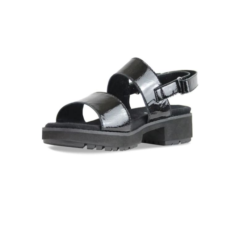 Munro Sandals | Women'S Teagan-Black Crinkle Patent | Quick Ship!