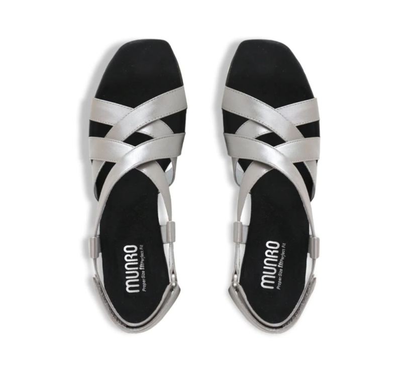 Munro Sandals | Women'S Maddox-Silver Leather | Quick Ship!