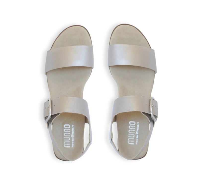 Munro Sandals | Women'S Cleo-Taupe Metallic Leather | Quick Ship!