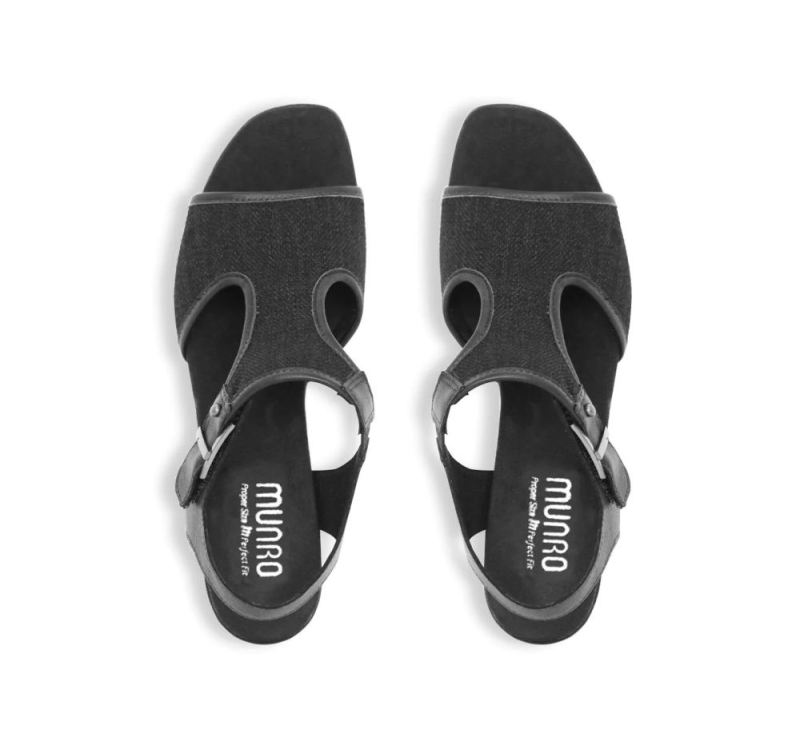 Munro Sandals | Women'S Wallis-Black Fabric Combo | Quick Ship!