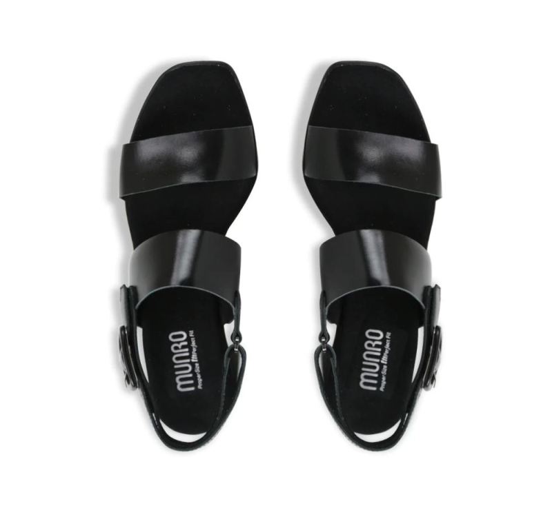 Munro Sandals | Women'S Max-Black Leather | Quick Ship!