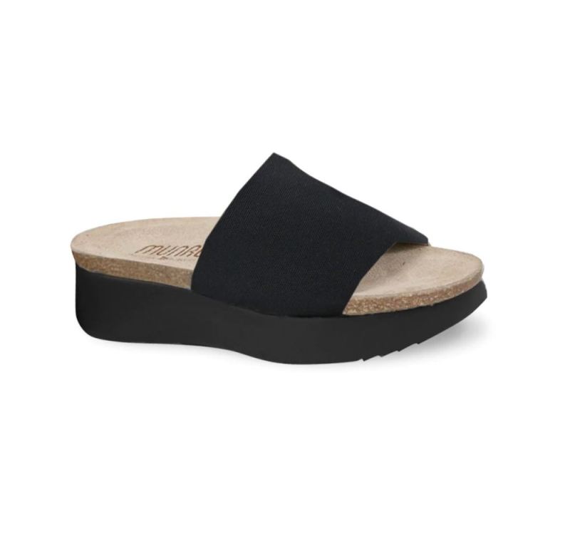 Munro Sandals | Women'S Nalia-Black Stretch Fabric | Quick Ship!