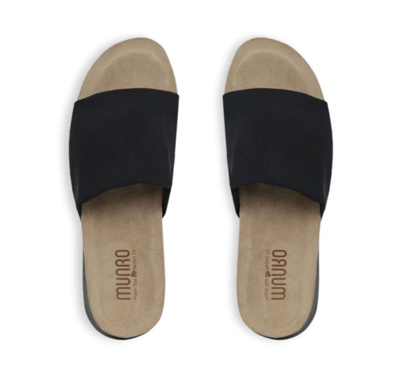 Munro Sandals | Women'S Nalia-Black Stretch Fabric | Quick Ship!