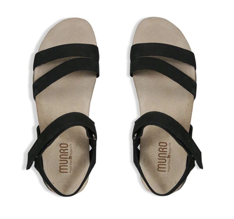 Munro Sandals | Women'S Juniper-Black Nubuck | Quick Ship!