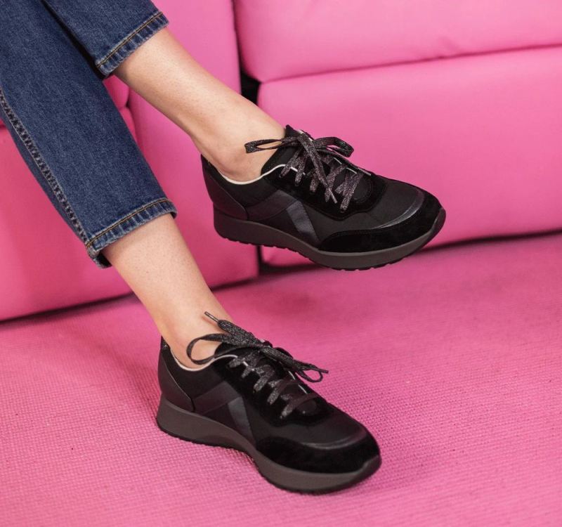 Munro Shoes | Women'S Piper-Piper-Black Suede/Fabric Combo | Quick Ship!