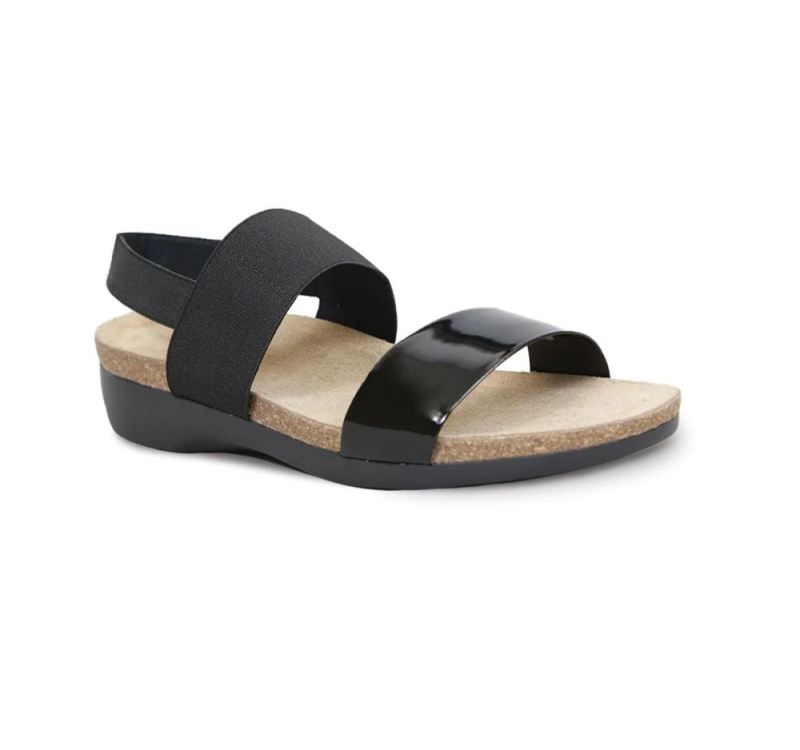 Munro Sandals | Women'S Pisces-Black Patent/Black Fabric | Quick Ship!