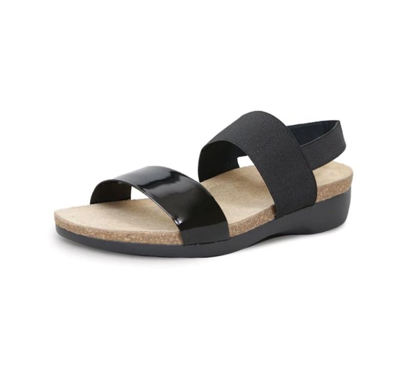 Munro Sandals | Women'S Pisces-Black Patent/Black Fabric | Quick Ship!