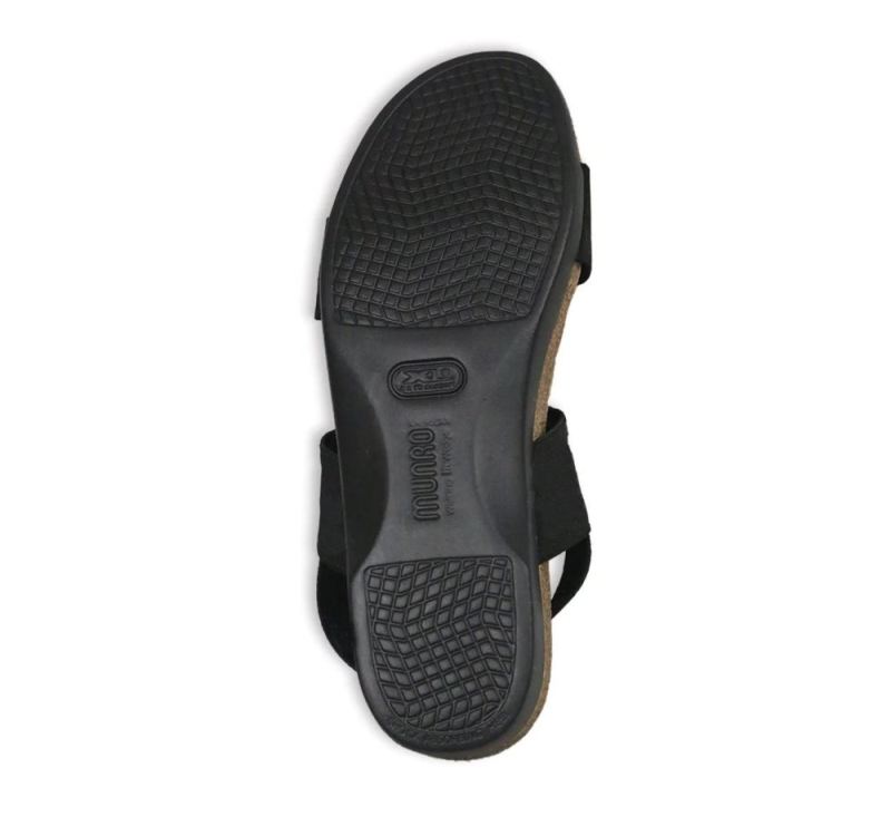 Munro Sandals | Women'S Pisces-Black Patent/Black Fabric | Quick Ship!