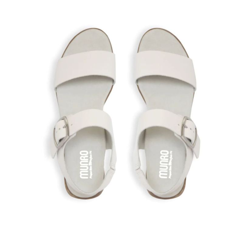 Munro Sandals | Women'S Cleo-Winter White Leather | Quick Ship!