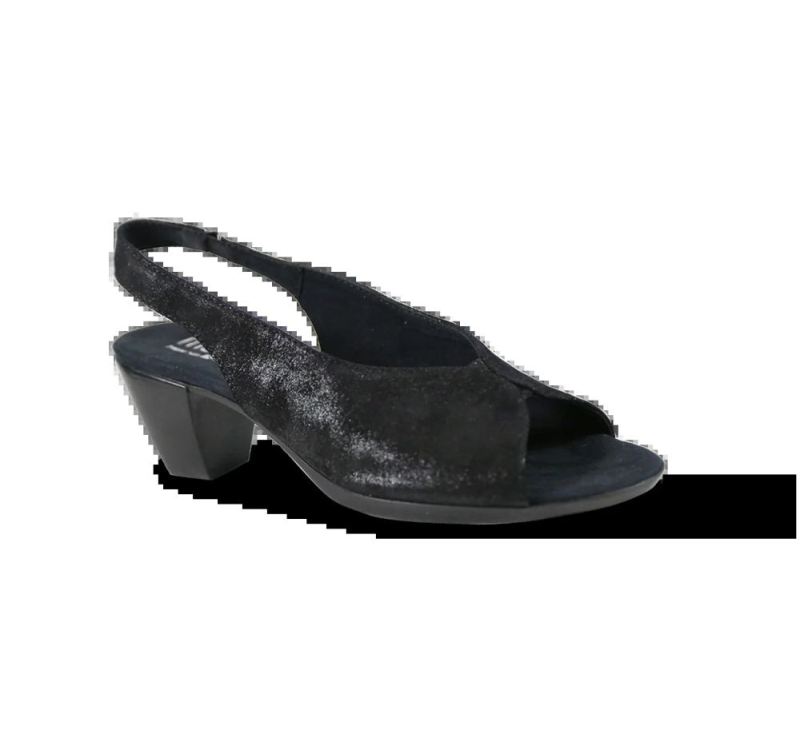 Munro Sandals | Women'S Rochelle-Black Metallic Leather | Quick Ship!