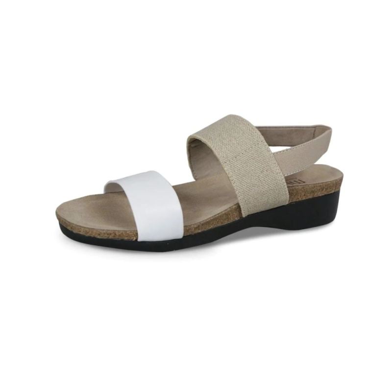 Munro Sandals | Women'S Pisces-White Kid/Natural Fabric | Quick Ship!