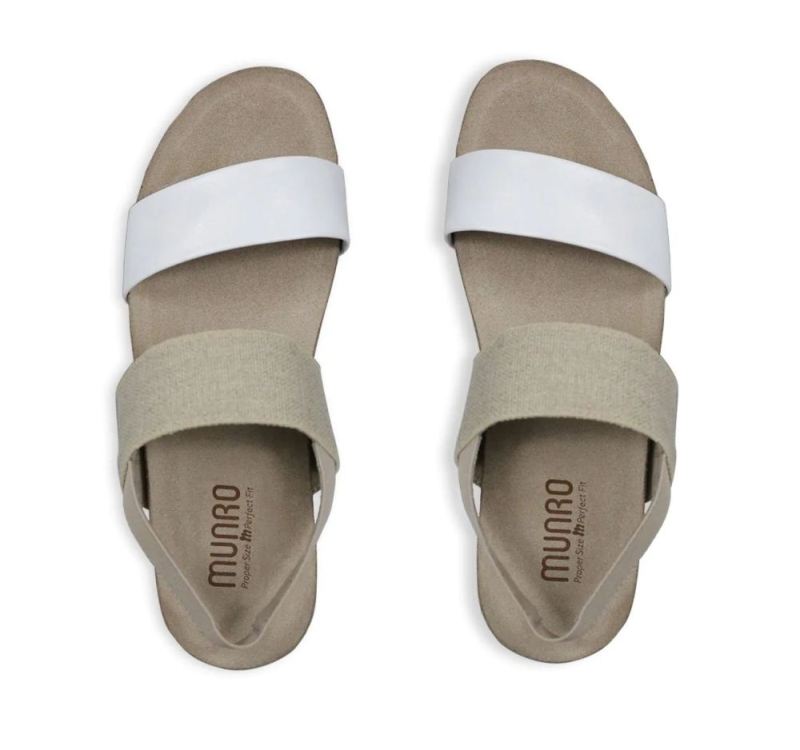 Munro Sandals | Women'S Pisces-White Kid/Natural Fabric | Quick Ship!