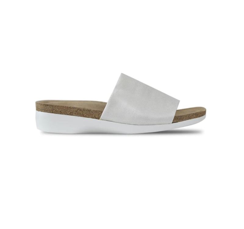 Munro Sandals | Women'S Casita-White Shimmer Fabric | Quick Ship!