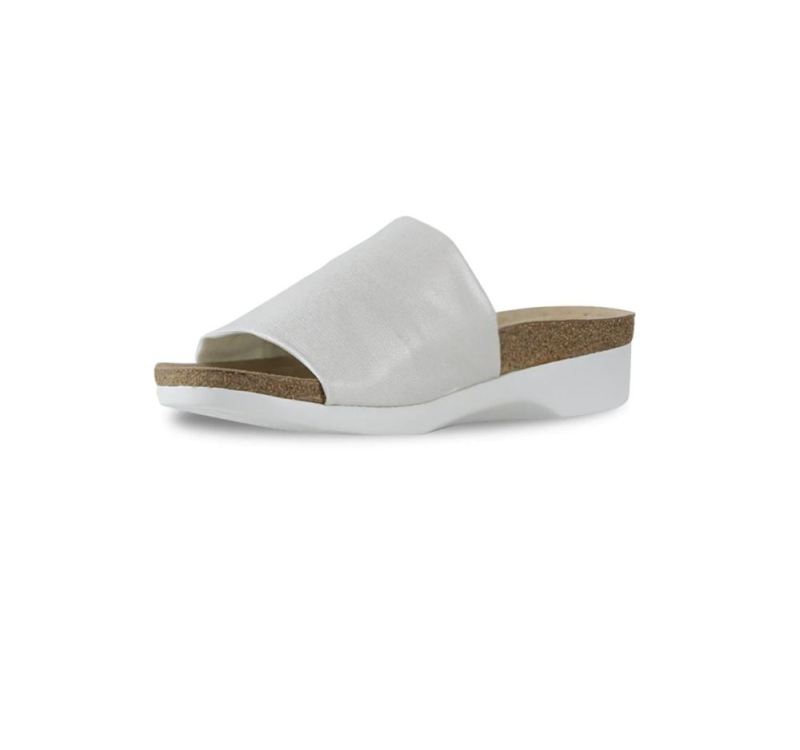 Munro Sandals | Women'S Casita-White Shimmer Fabric | Quick Ship!