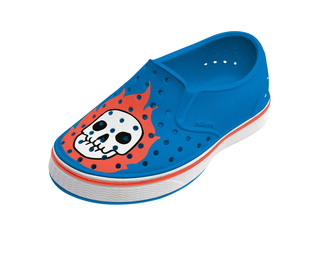 Native Shoes Miles Block Child - Megamarine Blue/ Shell White/ Flame Skull Block