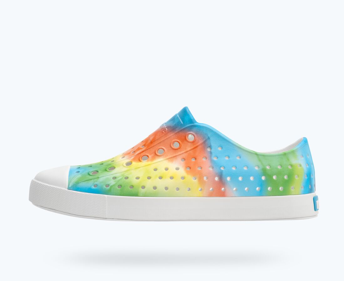 Native Shoes Women's Jefferson Print - Shell White/ Shell White/ Rainbow Tie Dye