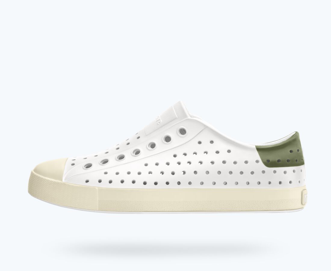 Native Shoes Men's Jefferson Wanderfoam&trade; Block - Shell White/ Bone White/ Olivine Green Block
